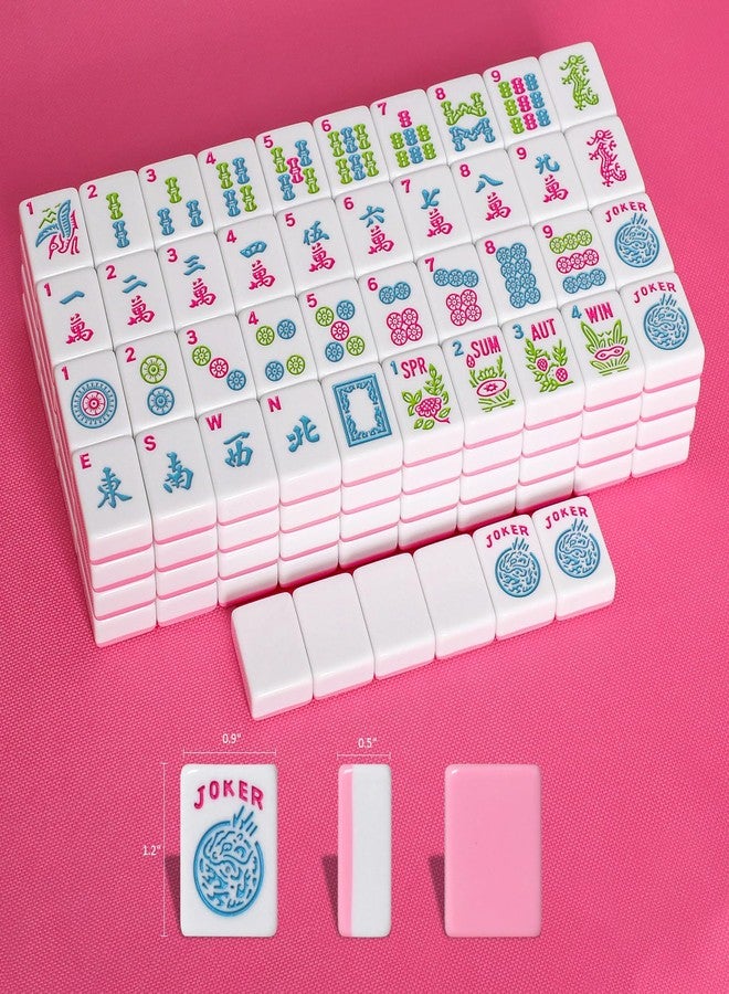 GUSTARIA 1.2”American Mahjong Tile Set, 166 Mahjong Game Set with Pink Color (Tiles Only, No Racks and Other Accessories) - Image 2